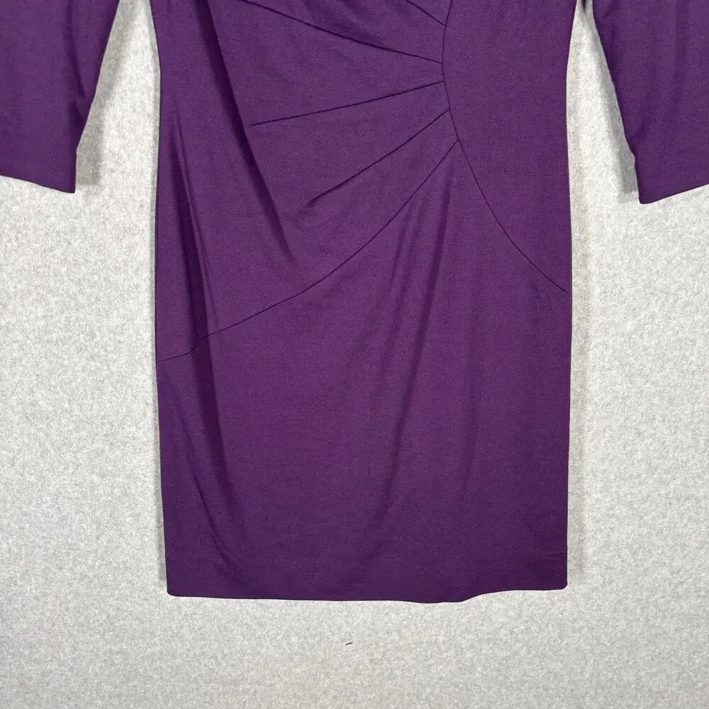 Tahari Dress 4 Petite Sheath Pencil‎ Sunburst Asymmetric Secretary Career Church - Picture 3 of 14